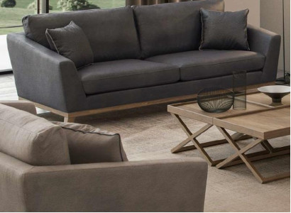 Gray three-seater wooden frame modern living room couch new luxury design